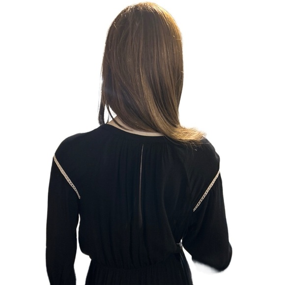 New Look, Black & White Tassel Long Sleeve Embroidered Dress - Picture 3 of 5